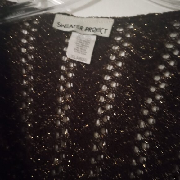 Sweater Project women's crochet crop top XL brown & gold metalic whimysical wear - Picture 2 of 3